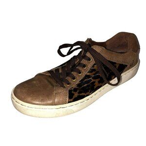 BORN Womens Sneakers Shoes Size 7.5 M Leather Leopard Suede Print